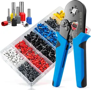 Ferrule Crimping Tool Kit, AWG 23-7 Cable connectors,0.25-10mm2, with 1250 Pcs Wire Ferrules Kit Wire End Terminals, Self-adjustable Ratchet Tool Set