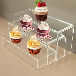 3pcs Acrylic Layered Shelf U-Shaped Display Rack, Cosmetic Jewelry Organizer, Shoe Holder Dividers, Handmade Figurine Staircase Stand