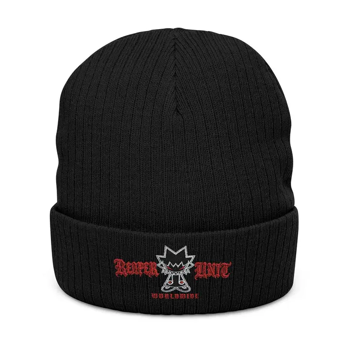 Reaper Unit Worldwide™ Ribbed Knit Beanie Cold weather. Same mindset.