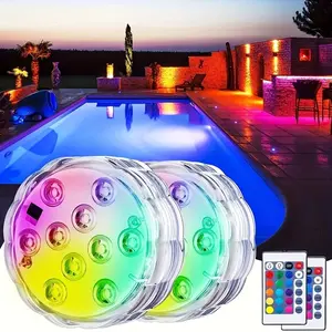 10 LED RGB Underwater Pool Light with Remote Control, 16 Color Changing Underwater Pool Light, Decorative Light for Party, Wedding, Festival, Led Lights, Outdoor Lights Waterproof
