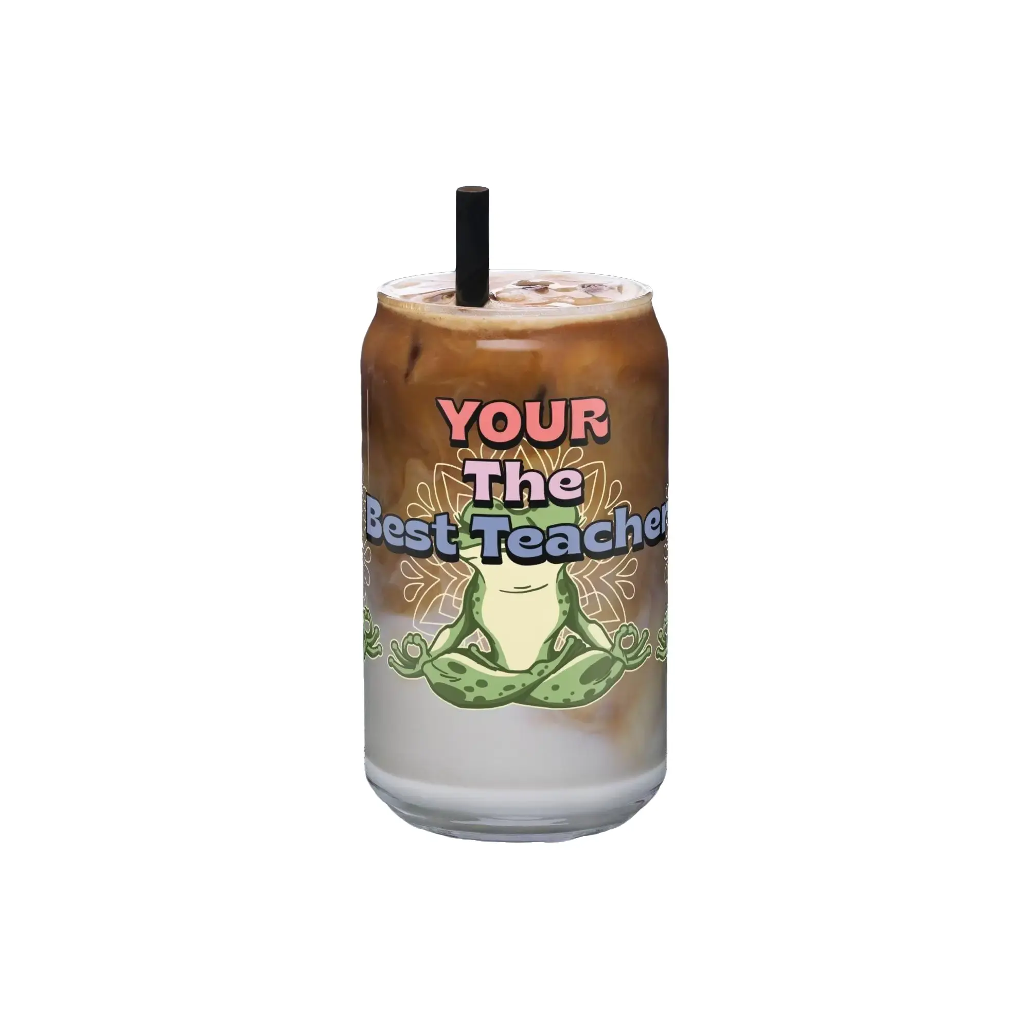 Frog Design Teacher Appreciation Can-Shaped Glass, Thank You Teacher Gift, Teacher Gift with Frog, Unique Teacher Gift