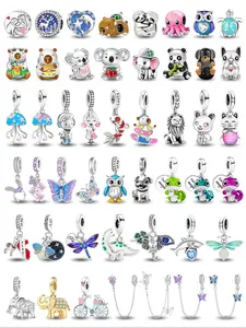 1PC New Original Lovely Pets Series Theme Dolphin Shark Lucky Koi Lion Owl Bead Pendant Butterfly Charms Thanksgiving Christmas Beads and Pendant Designer Bracelet Making DIY Gift Ladies Daily Wear for Women as Gift Special Chioce Letter Charm Beaded