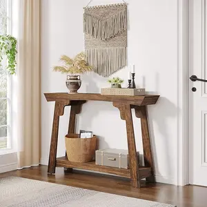 Tribesigns 2-Tier Console Table, 41.3” Wood Entryway Table with Storage Shelf, Farmhouse Narrow Sofa Table for Foyer, Hallway, Living Room, Rustic Brown Tribesigns 2-Tier Console Table, 41.3” Wood Entryway Table with Storage Shelf, Farmhouse Narrow Sofa Table for Foyer, Hallway, Living Room, Rustic Brown