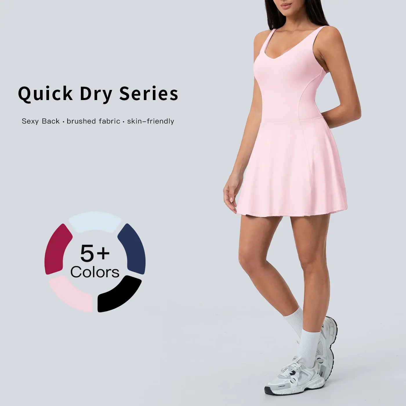 Tenwolf Women’s Sleeveless Athletic Dresses - Quick-Dry, Breathable Yoga Activewear Dress with Side Pockets, Anti-Exposure Design for Running, Tennis, Yoga Athletic Dress