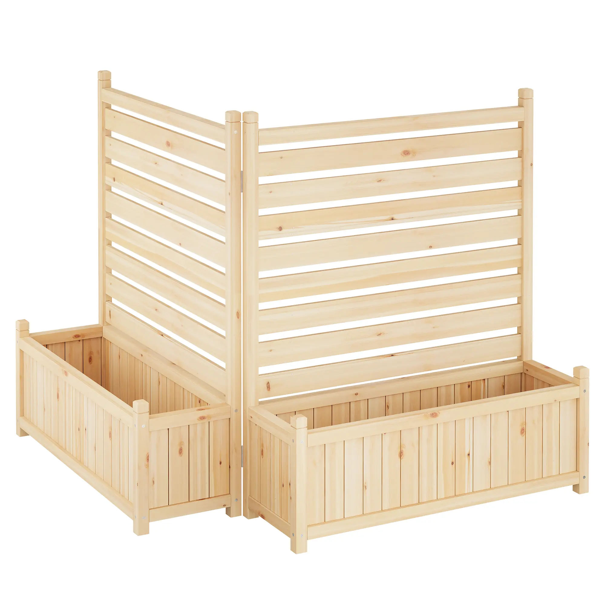 Garvee Wooden Outdoor Privacy Fence Panels – Freestanding Decorative Garden Divider with Planter Boxes, Weather-Resistant Screen for Patio, Balcony, or Yard – Conceals AC Units, Trash Cans, Pool Equipment