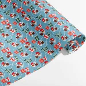 Mr. & Mrs. Claus Black Santa Christmas Wrapping Paper Eco-Friendly Gift Wrap for Holiday Season