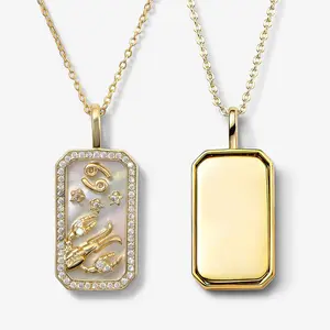 Delicate Constellation Necklace Zodiac Birthstone Zircon Pendant Twelve Constellation Drip Oil 14K Gold-plated Necklaces Jewelry