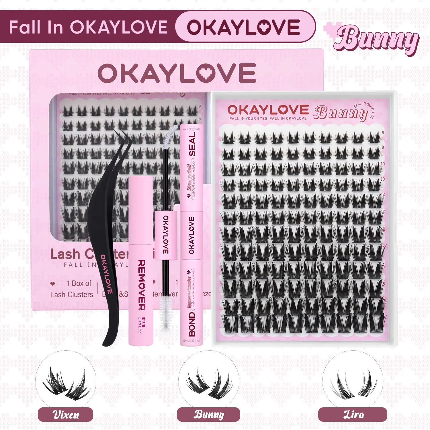OKAYLOVE Bunny Lash CLusters Kit, Okaylovelashes Manga Lash Extension with Waterproof Long-lasting Lash Bond and Seal,Tweezers and Remover for DIY Eyelash at Home Easily, Natural Makeup Girl Gifts #Summervibes DealsForYouDays