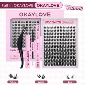 OKAYLOVE Bunny Lash CLusters Kit, Okaylovelashes Manga Lash Extension with Waterproof Long-lasting Lash Bond and Seal,Tweezers and Remover for DIY Eyelash at Home Easily, Natural Makeup Girl Gifts #Summervibes DealsForYouDays