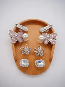 Hollow Out Shoes with Butterfly Design, Pearl Flower Crystal Diamond Decorative Buckle, Casual Style for All Seasons