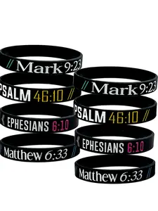 Four-piece Inspirational Bible Rubber Wristbands, Exercise, Multiple Colors for Outfits/Clear Wear-resistant Verses, For Commute & Sports/Ideal for Church Event Gifts, Suitable for Young Believers Focusing on Faith Expression, Wrist Accessories