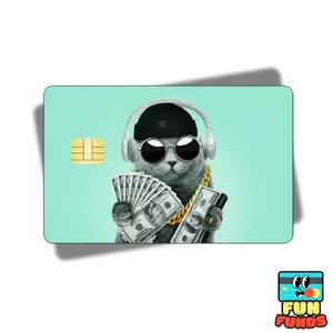 Cool Cat Credit Card Skin - Vinyl Sticker for debit cards, Waterproof, Glossy or Holographic - Easy to apply - funny debit card cover card sticker credit card decorative sticker trendy sticker