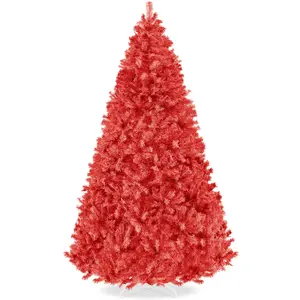 Best Choice Products Artificial Christmas Tree, Premium Unlit Pine Design, Dense Branches  w/Easy Assembly - Red