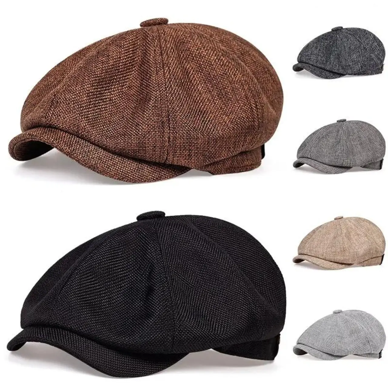 Vintage Textured Wool-Blend Newsboy Cap - British-Style Classic Casual Hats, Close-Trimmed Daily Fashion Accessory for Hat Enthusiasts, Classic Hats