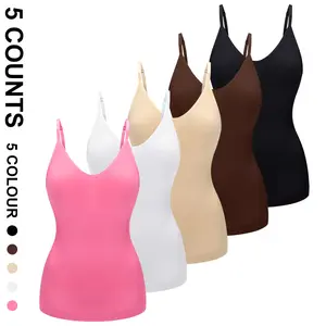 Women's Solid Color Crew Neck Shapewear Tank Top,Tummy Control Seamless Shaper Vest,Women's Shapewear for All Seasons