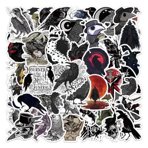 Mysterious Crow Series Graffiti Sticker, 50pcs DIY Creative Toys Stickers, Unique Gift Ideas Bicycle Skateboard Luggage Cool Stickers, High Adhesive Stickers for Teens, Sticker Packs