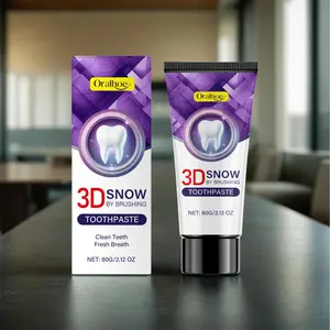 3D Snowflake Whitening Toothpaste, 2.12oz, Mint Flavor, Grape Scent, Fresh Breath, Removes Odors, Brightens Teeth, Healthy Oral Care