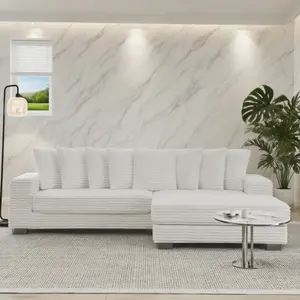 【3 Packages Delivery】【Give Away 8 Pillows】Niccae Velvet Modular Sofa Bed L-Shaped Convertible Sectional with Ottoman Reversible Chaise Lounge Hardwood Frame Furniture for Living Room Apartment Small Space