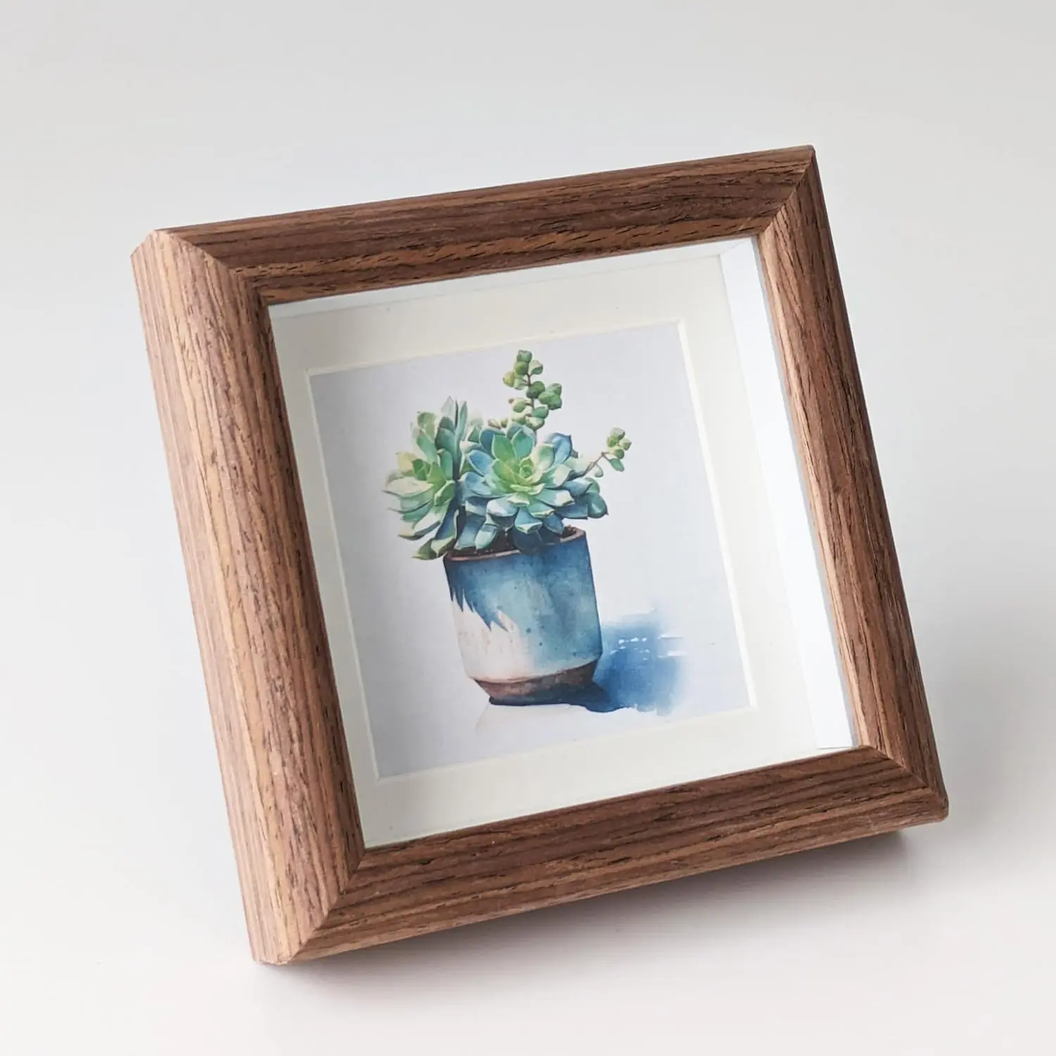 4X4 Wooden Picture Frame with 3X3 Mat, 4X4 Sqaure Picture Frame with Glass for Desktop Display PLUSCHEN