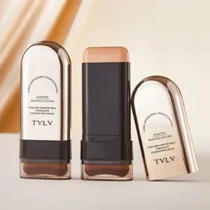 TVLV thin and comfortable concealer foundation stick long-lasting and not easy to smudge, bare skin cream with dual-ended brush foundation stick Concealer Makeup Cover Cream Stick