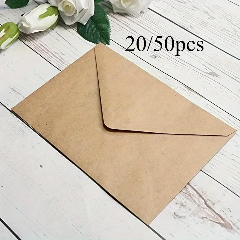 Kraft Paper Envelope, 20/50pcs Durable Mini Envelope for All Occasions, DIY Greeting Card Envelope, Wedding Invitation Envelope, Cards Envelopes, Envelope Postcard, Office Stationery Supplies