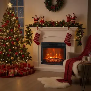 PARROT UNCLE 24" Insert Black Electric fake Fireplace with Remote Control - Modern Black Electric Fireplace, Remote Adjust Heat & Flame, 24 Inch Insert, Elevate Your Home’s Warmth & Style winter gadget cozy