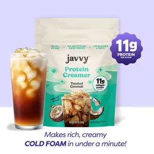 Javvy Toasted Coconut Protein Coffee Creamer - Grass Fed Pasture Raised Collagen - Hair, Skin & Nail Support, Energy-Boosting MCTs, Keto Friendly, Lactose Free & Gluten Free, No Added Sugar, 11g of Protein