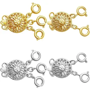 Necklace Layering Clasp Converter, 18k Gold and Silver, Tangle Free Jewelry Chain Separator (4PCS A) Versatile Sunburst Design