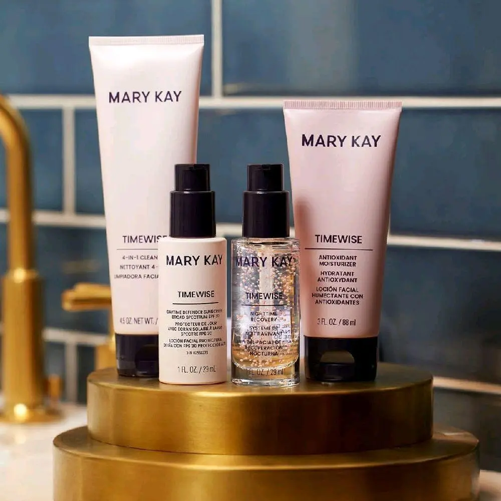 Mary kay Timewise, Skincare Routine With 4 simple steps Note: eye cream sold separately Juego Milagroso Set Spf Sunscreen Face Lifting Kit Detox Kit Facial Care Set Tone Brightening Set