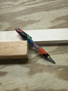 Rainbow Honeycomb/Silver Slimline Twist Pen