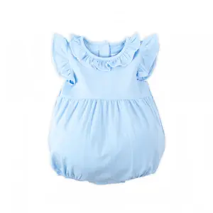 Light Blue Colette Bubble - Soft Knit Ruffle Collar Outfit for Baby & Toddler Girls