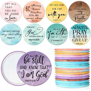 18 Pcs Mini Christian Compact Mirrors Bulk Inspirational Bible Verse Compact Mirrors Round Small Portable Christian Gifts for Women Sunday School Teachers Church Group Mentors