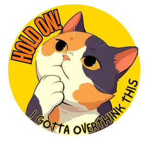 Overthinking Kitty Vinyl Sticker
