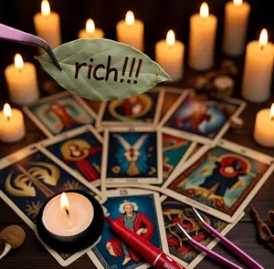 Witch’s Manifestation Ritual Kit with Magic Wooden Box-Bay Leaves, Spell Pen, Candle & Crystal Tray for Intentions