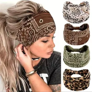4pcs Paisley Pattern Knot Design Hair Band, Boho Wide Elastic Knotted Headband for Gym Workout, Hair Accessories for Yoga Wear, Dance, Mothers Day Gift Ideas, Gifts for Wife, Zigzag Headband for Camping