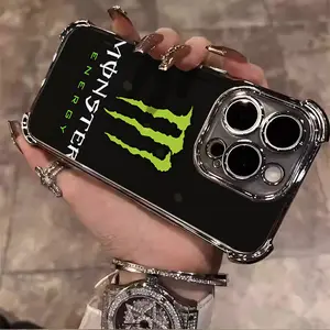 Monster Eenrgy Energy Element Trendy Cool Shell Suitable for iPhone 16/15/14/13/12/11 Pro Max Plus electroplated anti drop soft case phone case 013 lando norris Protector Screen Protector Protection Cover Protective Casing shock  poof  case