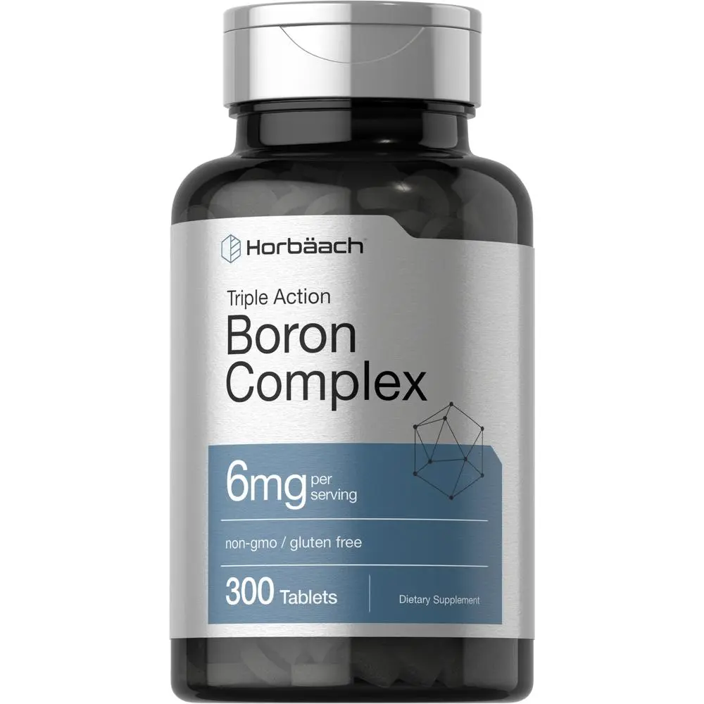 Horbäach Triple Boron Complex 6 mg Supplement - 300 Tablets - For Men and Women - Vegetarian, Non-GMO & Gluten Free