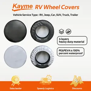 Kayme RV Tire Cover/Coat 4 Pack Waterproof Wheel Protector for Travel Trailer Camper Truck SUV Motorhome Sun Rain Snow Protection fathersdaygift
