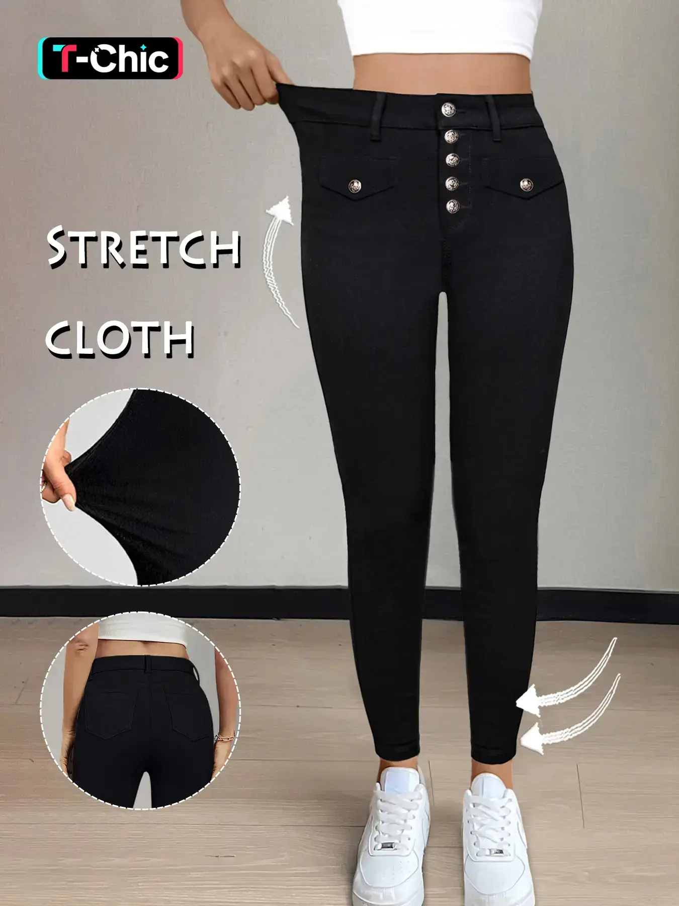 GILIPUR Y2K Women's Plain Button Placket Button Leggings with Pockets, Stretchy High Waist Casual Comfy Skinny Pants For Yoga Activewear Gym Workout, Highwaisted Yoga, Women's Bottoms For All Seasons, High Waisted Athletic, Yoga Clothes, T-Chic