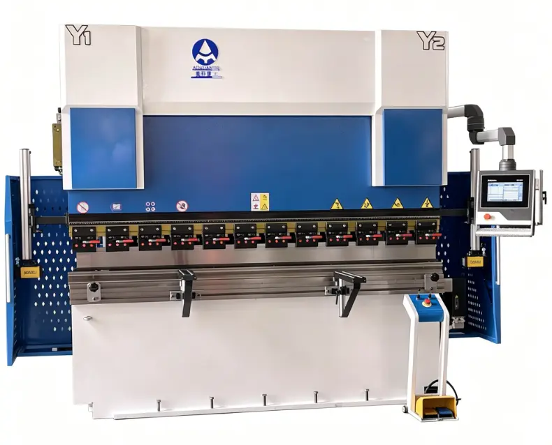 High Precision Carbon Steel Bending Machine - 250T Capacity, 4000mm Size, Blue-White Color, DA53T System, Digital Display, Vibration Aging, Ball Screw Linear Guide, Free Molds, Front Support, Reliable Operation, Easy to Use, 250 Tons, High Accuracy Backgu