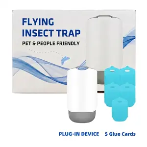 YXCY Flying Insect Trap & 5 Glue Cards - Plug in Fly Trap & Indoor Bug Catcher for Gnats, Mosquitoes,House & Fruit Flies - Mess-Free - Use in Any Room - Uses Blue & UV Light