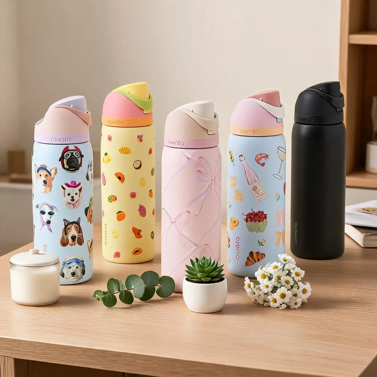 Owala FreeSip Insulated Stainless Steel Water Bottle with Straw, Features a Dual-Drinking Spout Design, Making it Ideal for Commuting, Working Out, and Outdoor Activities, BPA-Free, 32oz, Picnic Prep , Just Ripe, Sugar Plum Fairy