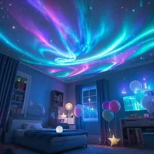 Northern Aurora/Water Ripple/Starry Sky Projector Light, Space Projector, Starlight Roof Projector, 1 Piece USB Powered Remote Control Projector Lamp, Adjustable Color & Brightness Projector Light for Bedroom, Home Decor