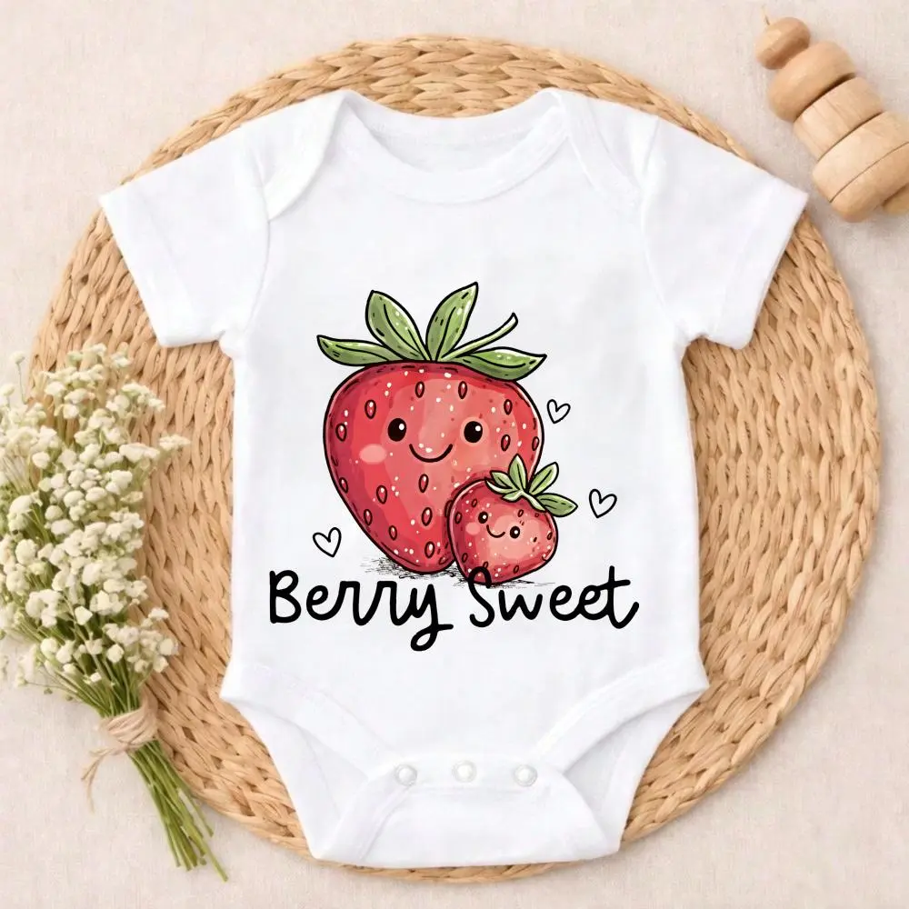 Newborn Baby Bodysuit Romper Set Berry Sweet Strawberry Design Soft Cotton baby boy clothes>newborn First Outfit Vivid prints Perfect Gift for Baby Showers, Parents & Grandparents, Ideal for Coming Home, Celebrations & Daily Wear
