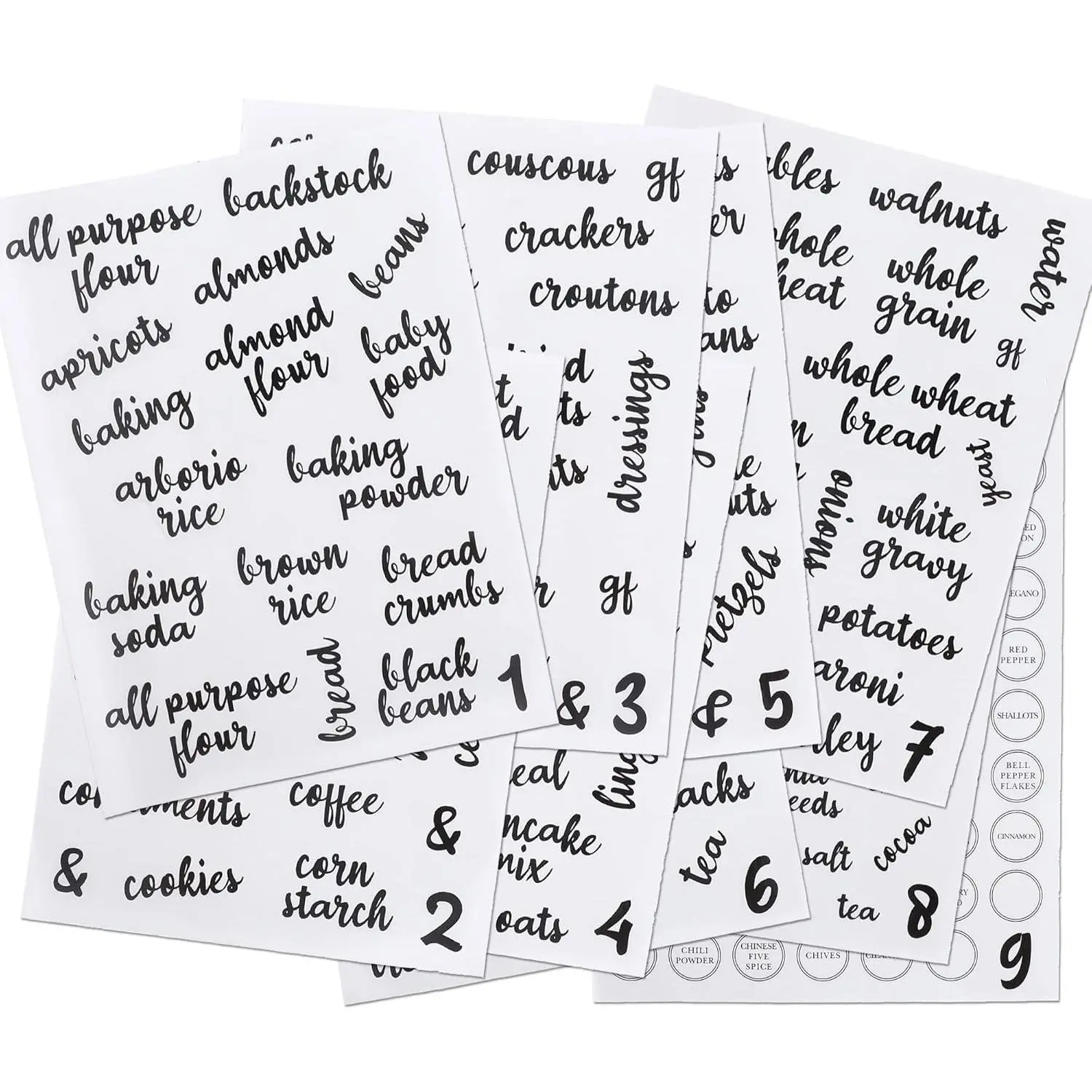 Kitchen Pantry Labels for  Storage Containers, Set of 270 Clear Stickers for Common Goods