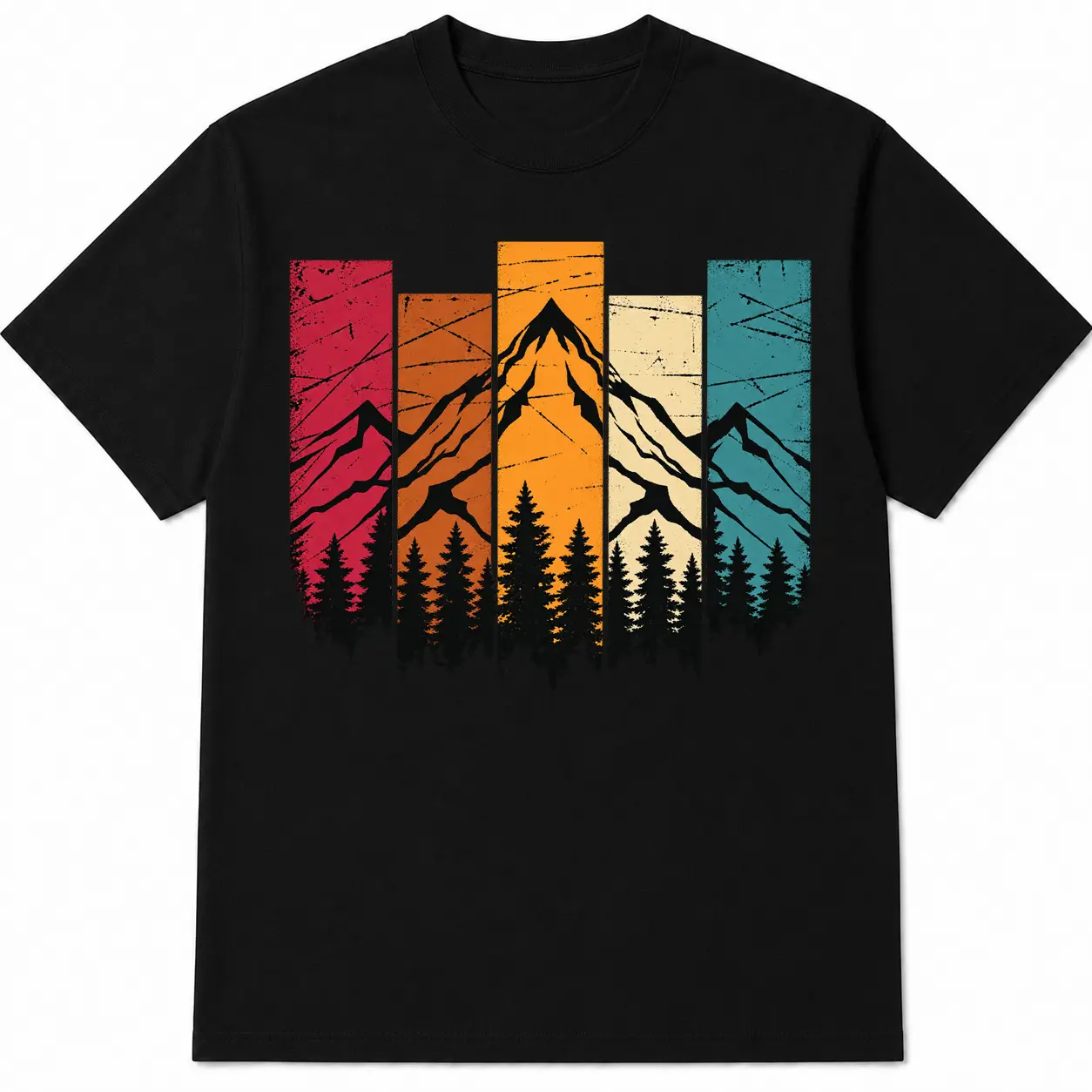 100% Cotton Retro Mountain Landscape Graphic T-Shirt, Vintage Outdoor Nature Tee, Unisex Hiking Camping Shirt for Travel, Adventure & Casual Streetwear sohochic