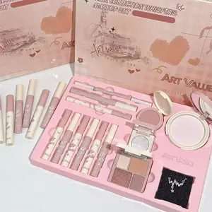 14 Pcs Color Makeup Gift Box Makeup Set Kit Lip Color Powder Blusher Eye Shadow Eyebrow Pencil Eyeliner Eye Black Full Set Makeup Set Women's Gifts