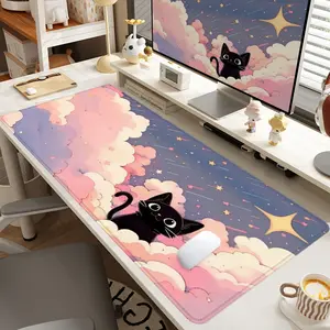 1pc Extra Large Cloud Cat Mouse Pad Healing Desk Pad,Computer Keyboard Mousepad with Non - Slip Rubber Base Durable Stitched Edge Perfect Gift for Home and Office Gaming Desk Accessory Office Desk Accessories