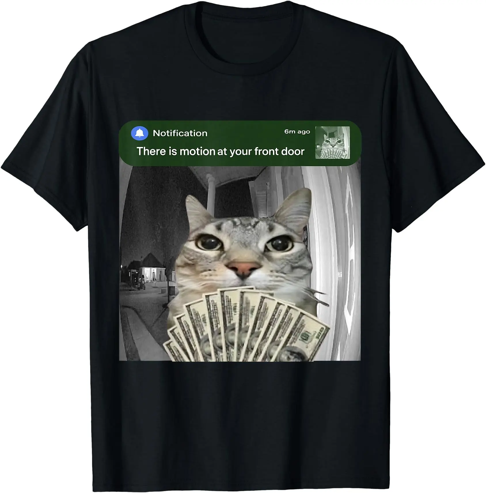There is Motion at Your Front Door Funny Cat Motion Meme T-Shirt