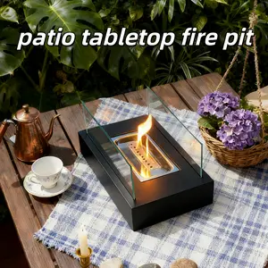 Tabletop Fire Pit Smores Maker Set Real Flame Tabletop Fireplace with Heat Resistant Glass Portable Indoor Outdoor fire pit Decor Gift for Family and Friends Modern Bowl